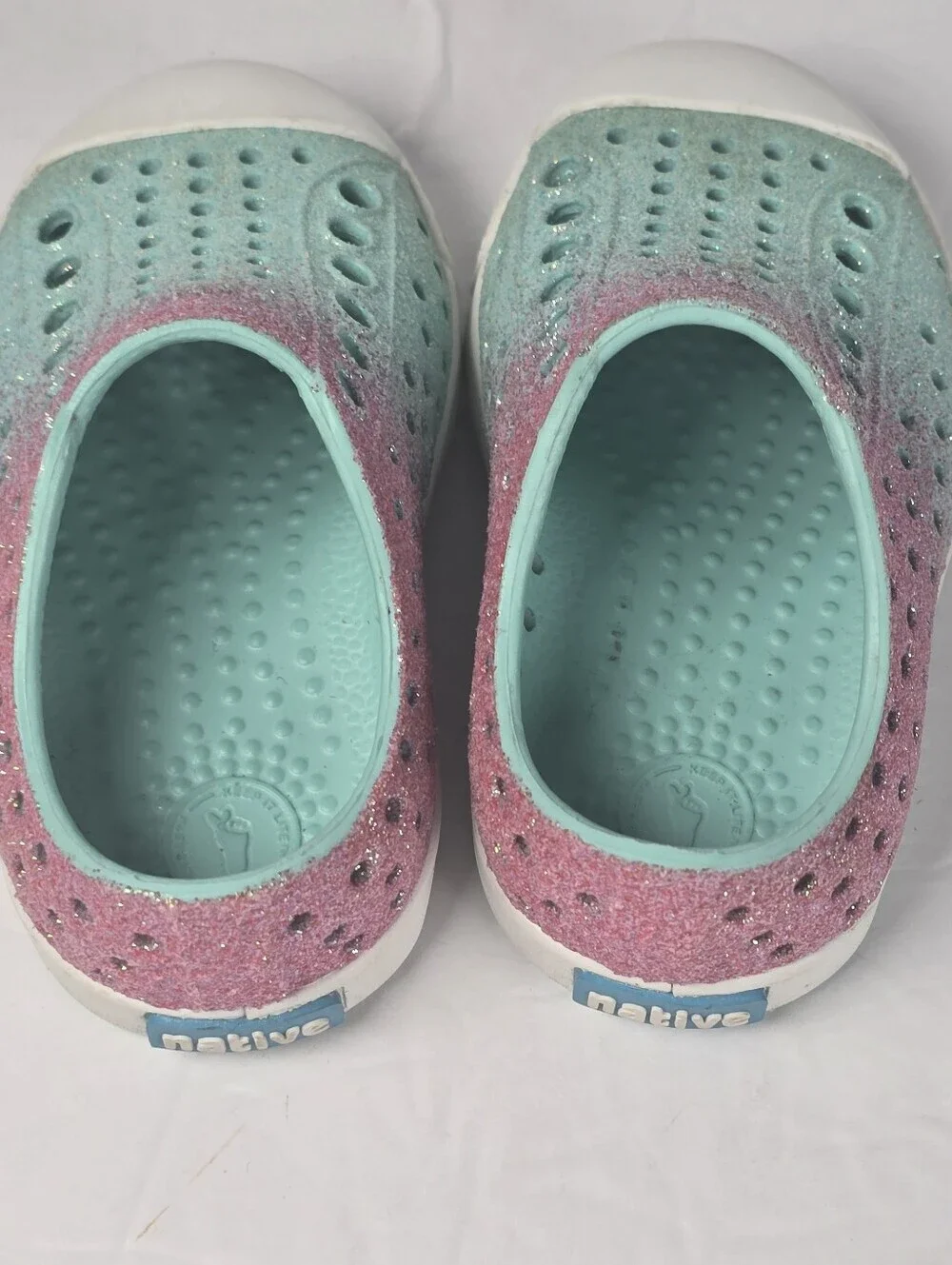 Native Jefferson Bling Toddler Slip On Pink And Green Sneakers Size C4